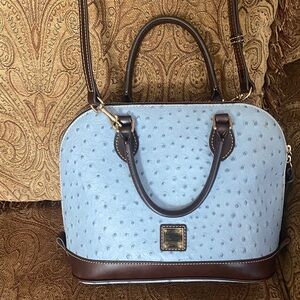 Dooney & Bourke Light Blue and Brown Satchel